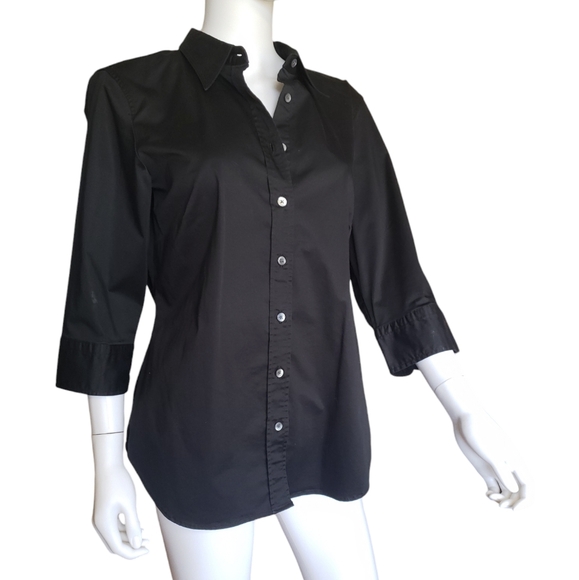 Bitten By Sarah Jessica Black Button Down Collared Shirt Women’s Size XL - Picture 2 of 10